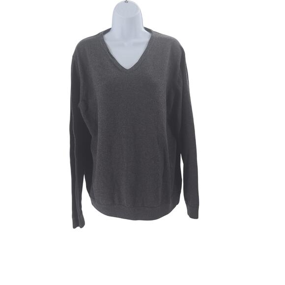 JWN mens sweater Charcoal  Italian Merino wool Size Large Fisherman quiet luxury - Picture 2 of 8